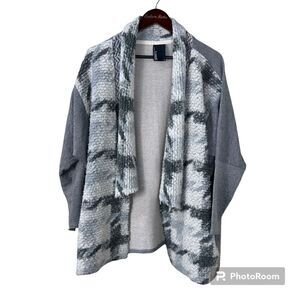 Anthropologie Dolan T Shirt Women Sz L Gray Open Cardigan Wool Mohair Sweater H4